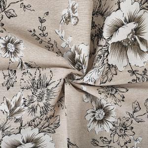 1 Yard 63 Inch Black White Floral Linen Fabric Flower Pattern Canvas Supple Breathable Needlework Embroidered Cloth for Sewing Making Clothes Curtain Decor Garment Accessory Diy Craft Supply