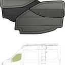 Front Door Window Covers(Pair) for Ram Promaster, 2014-current, Magnetic Insulated Blackout Window Sunshade, Foldable Design, with Bug Screen, 3 Season