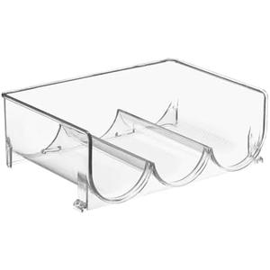 mDesign Stackable Plastic 3 Bottle Refrigerator Wine Rack - Kitchen Storage Organizer Holder for Storing Champagne, Wine, and Water Bottles - Stacking Wine Bottle Organizer for Fridge - Clear