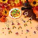 WZSTNBLA 577 Pcs Thanksgiving Turkey Beaded Craft Thanksgiving Wooden Keychain Kit Mixed DIY Thankful Turkey Beaded Key Chain Making Craft Make Your Own Key Chains for Thanksgiving Party Supply
