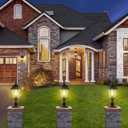 Cast Aluminum 24" Large Outdoor Post Light Bronze Exterior Pole Lights Fixture with Seeded Glass Outside Garden Post Lamp with 3" Pier Mount for Driveway, Yard, 2 Pack