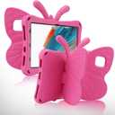 Compatible with Samsung Galaxy Tab A9 Plus Case Kids A9+ 11 inch Butterfly Case with Kickstand Light EVA Full Boby Drop Protective Rugged Shockproof Kid-Proof Kid Pro Tablet Cover for Girl (Rose)
