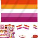 PRIDE 3x5 FT WLW Lesbian Flag Bundle for LGBTQ+ Accessories Present Celebration Parades Home Decor Party Supplies Festivals (Red, Orange, White, Rose, Dark Rose)