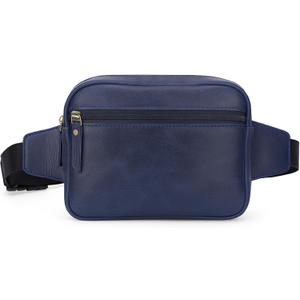 Leather Fanny Pack Crossbody Bum Bag Trendy Multi-Pocket Waist Bag For Men & Women | Hands-Free Sling With Adjustable Strap | Perfect For Travel, Outdoor & Daily Use (Blue)