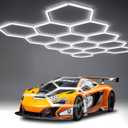 58Lights LED Hexagon Honeycomb Lights,14-Hex Honeycomb Lights 68800Lumens Hexagon DIY Super Bright Car Detailing Ceiling 688W LED Shop Light for Warehouse Workshop Gym Basement