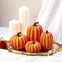 4 Pcs Fall Pumpkin Decor White and Yellow Pumpkins for Decorating Harvest Fake Resin Pumpkins Figurines Table Centerpieces for Halloween Thanksgiving Home Decorations Indoor and Outdoor