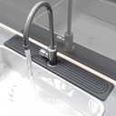 Stone Faucet Mat for Kitchen Sink, 23.6 Inch Quick Dry Sink Stone with Anti-Slip Pads - Adjustable Diatomite Splash Guard Tray for Kitchen Sink Faucet, Dark Gray 2-Piece Set