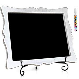 Small Chalkboard Sign with Easel (11x13) + White Liquid Chalk Marker | Hanging or Freestanding Framed Chalkboard with Hand Crafted Sweetheart Frame - Multipurpose