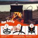 Campfire Tripod for Cooking, Outdoor Camp Fire Cooking Equipment for Dutch Oven Tripod, Portable and Foldable Fire Pit Stand, Heavy Duty Cooking Tripod