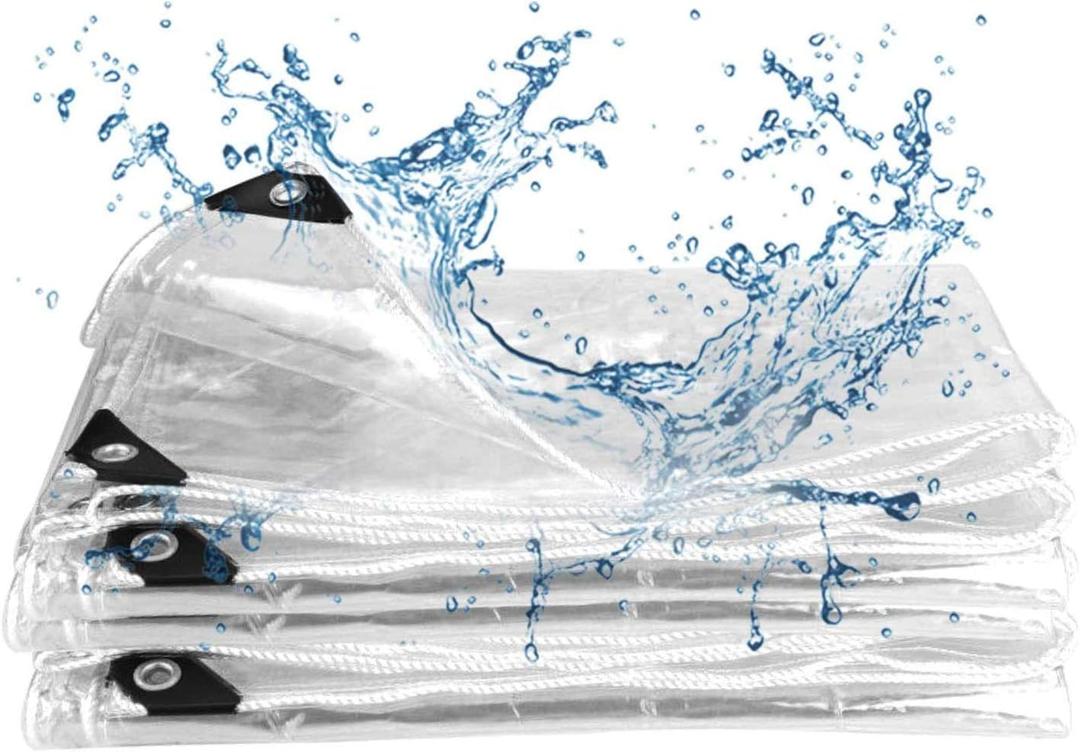 Waterproof Tarpaulin Clear Tarps Tarpaulin 100% Transparent Waterproof with Grommets for Plants Greenhouse, Pet Hutch Roof Completely Transparent Thickness is 0.35 Mm (3Mx4M)