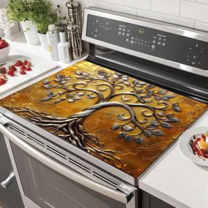 Stove Top Covers Pad Silver Tree of Life Kitchen Decorations 28 x 20 inches Stove Top Cover for Electric Coffee Bar Mats Pad Fit Coffee Maker Machine Countertops and Sinks