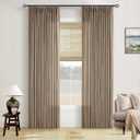 Latte Pinch Pleated Light Filtering Linen Curtains 84 Inch Length | Semi Sheer Privacy, Memory Trained Pleat Curtain, with Back Tab, Farmhouse Neutral, for Living Dining Room Bedroom, Tan Brown