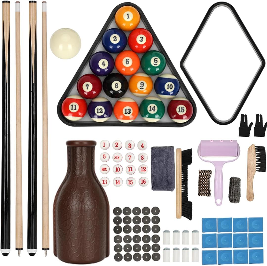95PCS Pool Table Accessories Set with Pool Balls and Cleaning Kit