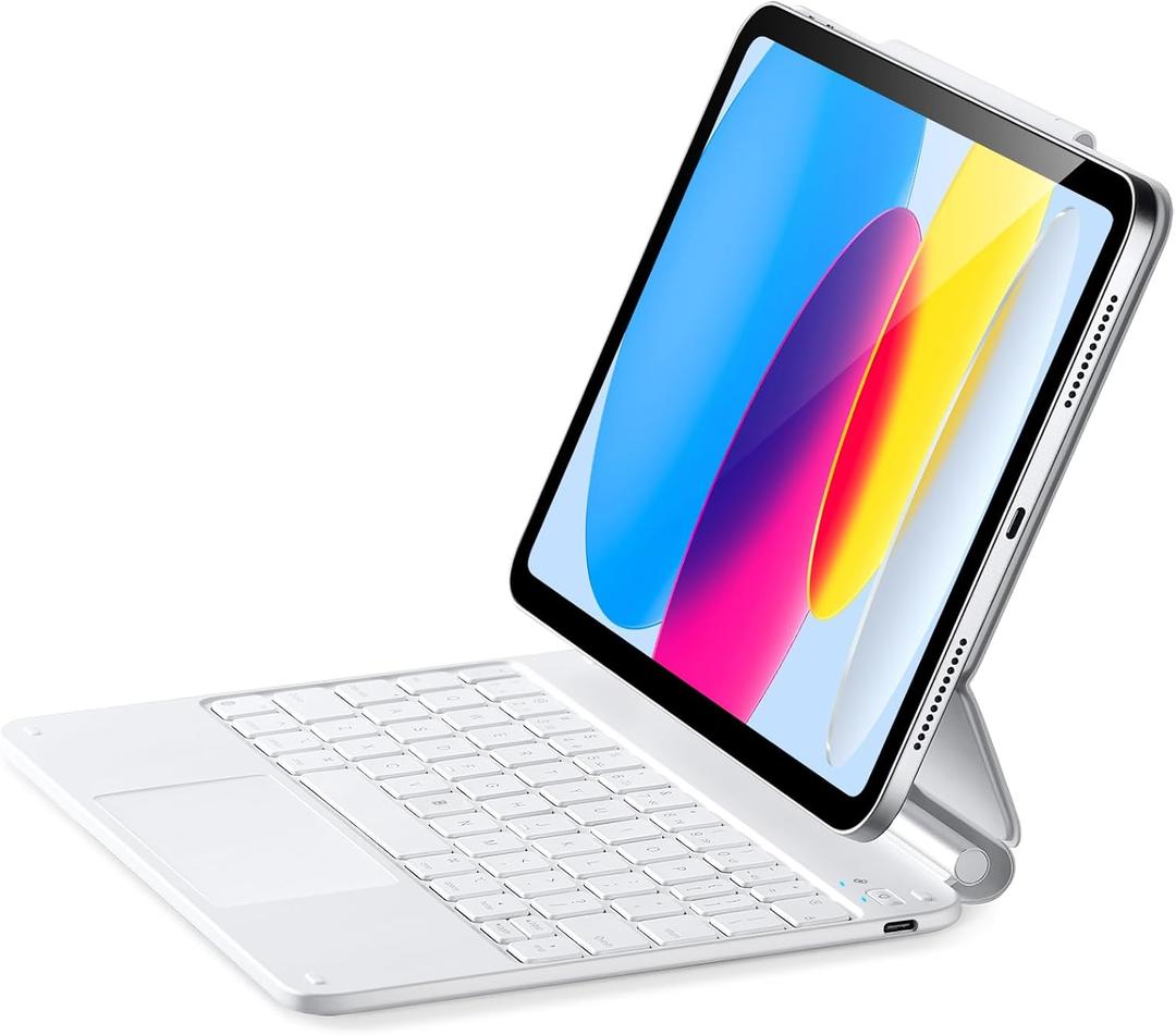 ESR iPad 11th(A16, 2025)/10th Gen Case with Keyboard, Magic Keyboard Case with Backlit Keys, Easy-Set Floating Cantilever Stand, Precision Multi-Touch Trackpad, White
