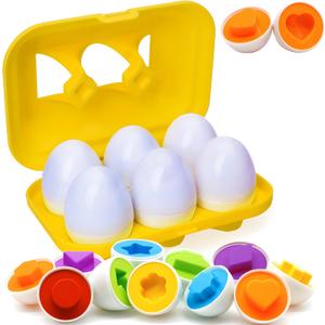 WEEJOYGAM Easter Eggs Toys for Toddlers 1-3, Color Sorting Shape Sorter Matching Game Montessori Sensory Educational Learning Toys for 1 2 3 Year Old Girl Boy Kids Birthday Gift Easter Basket Stuffers