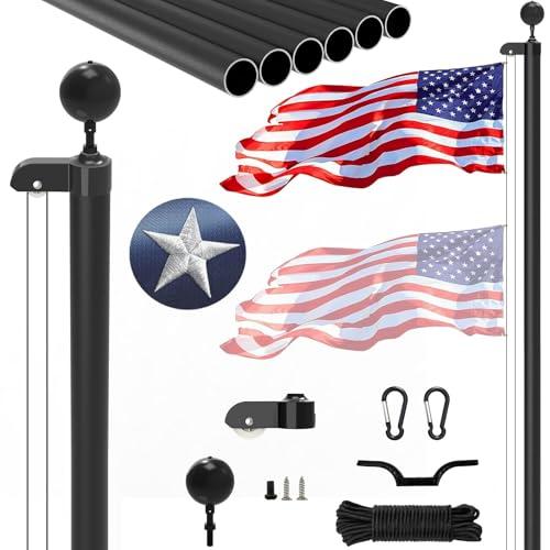 SKGPOLE 25FT Sectional Flag Pole Kit, Extra Thick Heavy Duty Aluminum Flagpoles for Outside House Inground with 3'*5' American Flag