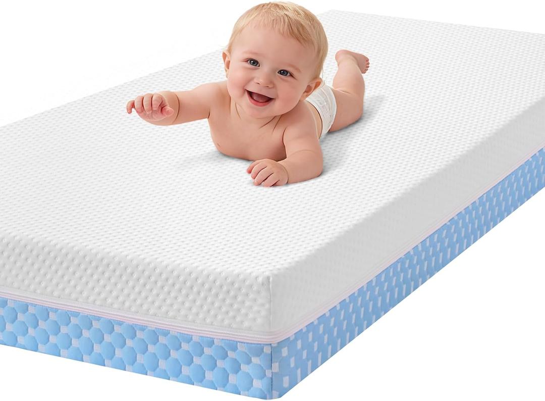 Crib Mattress Dual Sided Memory Foam Baby Toddler Bed Mattress, 52" x 27.6" x 5.5" Soft Breathable Mattresses