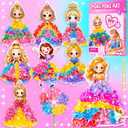 RIEYON Poke Poke Art Kits - Magical Princesses for Kids, 8 Princesses & 1 Flower Arts and Crafts Mess-Free DIY Creative Activity Kits, Birthday Christmas Gifts for Girls & Boys Ages 4 5, 6, 7, 8, 9,10