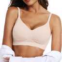 OEAK Womens Wireless Jelly Bras Comfortable Push Up Bra No Underwire Gel Bra Full Support Lift Everyday Seamless Tshirt Bras XL Nude