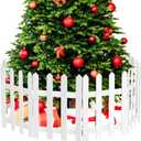 RUODON 12 Pack Thick Christmas Tree Fences White Wooden Picket Fences Tree Fence Border Decoration for Xmas Wedding Party Decor Garden Home, 15.7 x 12 Inches