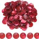 M METERXITY 150-Pack Flat Round Shell Coin Drop Charm Beads,15 mm Flat Shell Beads with Hole for DIY Earrings Necklaces Jewelry/Making Accessories [Wine Red]