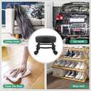 FURWOO Low Roller Seat PU Leather Rolling Stool with Wheels for Manicure, Mechanic,Home Office, Garage Shop Black