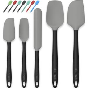 Coukre Silicone Spatula Set of 5,High Temperature Resistant, Food Grade Silicone, Dishwasher Safe, for Baking, Cooking (Gray)