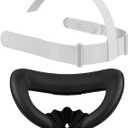 Head Strap and Face Cover Pad for Oculus Quest 2, Original Replacement Headstrap&Sweatproof PU Leather Face Cushion Pad - VR Accessories Kit Compatible with Meta Quest 2 Headset