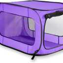 Beatrice Home Fashions Portable, Collapsible, Pop Up Kennel Travel Cat and Dog Crate, 24" L x 16.6" W x 16" H, Purple, XS
