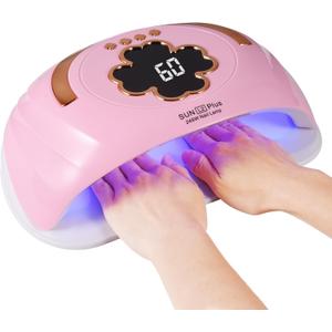UV LED Nail Lamp for Two Hand, 248W Nail Dryer for Gel Polish, Large Space UV Light for Nails,45 Pcs Lamp Beads and Professional Manicure Phototherapy Lamp with Automatic Sensor(Pink)