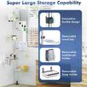 Shower Caddy Corner Tension Pole,Stainless Steel Shelves Bathroom Organizer | Rustproof 6-Tire Shelf, Adjustable 30-120 Inch Storage, Towel Bar & Soap Dish & Toothbrush Holder Rack