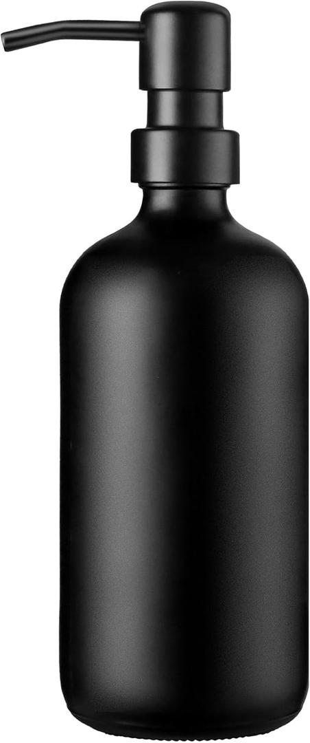  Black Soap Dispenser, 2 Pack Matte Black Bathroom Hand Soap Dispensers, 17 Fl Oz Dish Soap Dispenser for Kitchen with Rustproof Stainless Steel Pump, Modern Liquid Dishwashing Dispensers Bottle