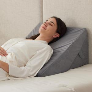 Bed Wedge Pillow for Sleeping, 9&12 Inch Adjustable Wedge Pillow Set for After Surgery, Triangle Pillow for Back Pain Relief, Leg Support, Acid Reflux, Gerd, Velvet