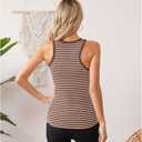 Striped Tank Top for Women Ribbed Colorblock Tanks Racerback Sleveless Vest Summer Slim Fitted Tops (XS)