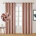 HOMEIDEAS 2 Panels Blush Pink Faux Silk Blackout Curtains, 52 X 84 Inch Room Darkening Satin Thermal Insulated Window Drapes for Bedroom, Indoor