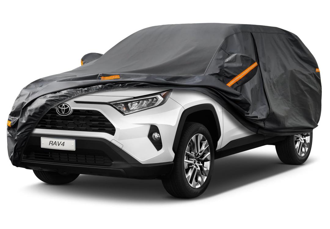 Kayme 7 Layers SUV Car Cover Custom Fit for Toyota RAV4 (2006-2025), Waterproof All Weather for Automobiles, Rain Sun UV Protection, Black