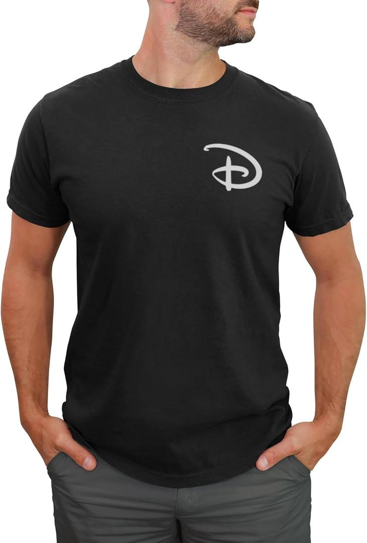 Disney Big & Tall Logo D Pocket Men's Tops Short Sleeve Tee Shirt (Black), Small