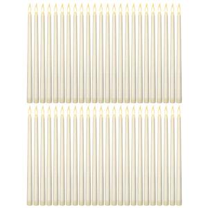 Funtery 48 Pcs Flameless LED Taper Candles 11 Inch Battery Operated Flickering Candles Bulk for Christmas Church Wedding Party (Ivory,Classic Style)