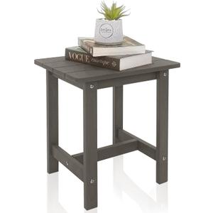 Adirondack Small Patio Table, HDPS Side Table for Pool, Balcony, Porch, Deck, Backyard, Indoor or Outdoor Use, Grey