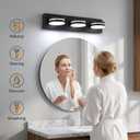 3-Light Bathroom Vanity Light Over Mirror, (24inch Dimmable) Matte Black LED Vanity Lighting Fixtures, Modern Bathroom Wall Light Fixtures with 360Rotating Lamp Head (Cool White 5500K)