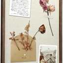 Linen Bulletin Board, Pin Board for Walls, Fabric Bulletin Board, 17.7"x23.6" Pin Board for Home Kitchen Office Decorative, Brown Wood Frame Cork Board(BN-4560)