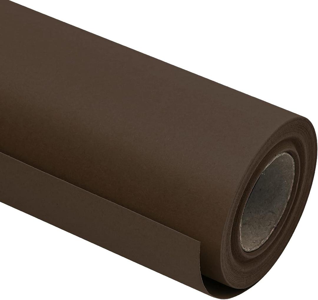 RUSPEPA 30"x 393"(32.8') Chocolate Brown Kraft Wrapping Paper Large Jumbo Roll, Recyclable Art Gift Wrap Paper for Gift Wrapping, Table Covering, Craft Supplies, Bouquet Flower, Bulletin Board, 80GSM