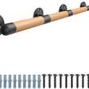 SELEWARE 67 Inch Wood Handrail Indoor Stair Handrail Drywall Mount Handrail w/Sturdy Metal Barckets, Barrier-Free Staircase Grab Bar for Elderly, 1.3 Inch Round