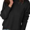 Zeagoo Women's Turtleneck Sweater Long Sleeve Spilt Hem Casual Knit Pullover Chunky Fall Winter Jumper Top 2026 (Black, S)