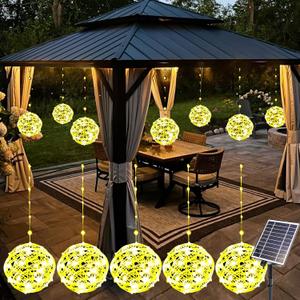 Solar Christmas Ball Lights for Tree Outdoor, 5 Pack 200LED Globe Lights Waterproof, 8 Modes Solar Sphere String Lights Outside for Window Garden Yard Porch Wedding Party Decorations, Warm White