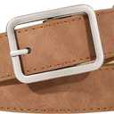 XZQTIVE Women Suede Belts for Women Fashion Leather Belts With Silver Buckle Ladies Waist Belt For Jean Pant Dress (Fit Waist 25"-33", Brown)