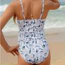 WDIRARA Girl's Graphic 2 Piece Seashell Graphic Tankini Set Spaghetti Strap Cute Swimsuit Bathing Suit