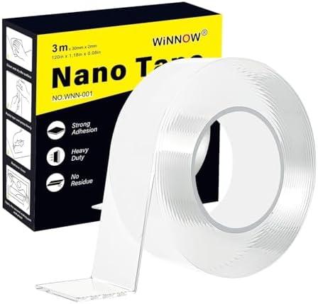Double Sided Heavy Duty Extra Strong Adhesive Tape -Indoor/Outdoor General Purpose Nano Tape for Securing Picture Frames, Carpets. - Reusable and Without Leaving Adhesive Marks (1.18 inches x 10 feet)