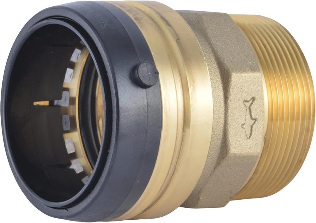 Sharkbite MNPT Adapter, Push to Connect Brass Plumbing Fitting, PEX Pipe, Copper, CPVC, PE-RT, HDPE (1-1/4 in.)