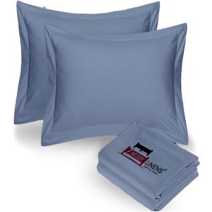 eBeddy Linens European Square Pillow Shams Set Lake Blue Solid 100% Microfiber Envelope Closure with 2" Flange 800-TC Decorative Cushion Cover 26x26 Inch, Soft Cozy & Breathable for Sofa Couch